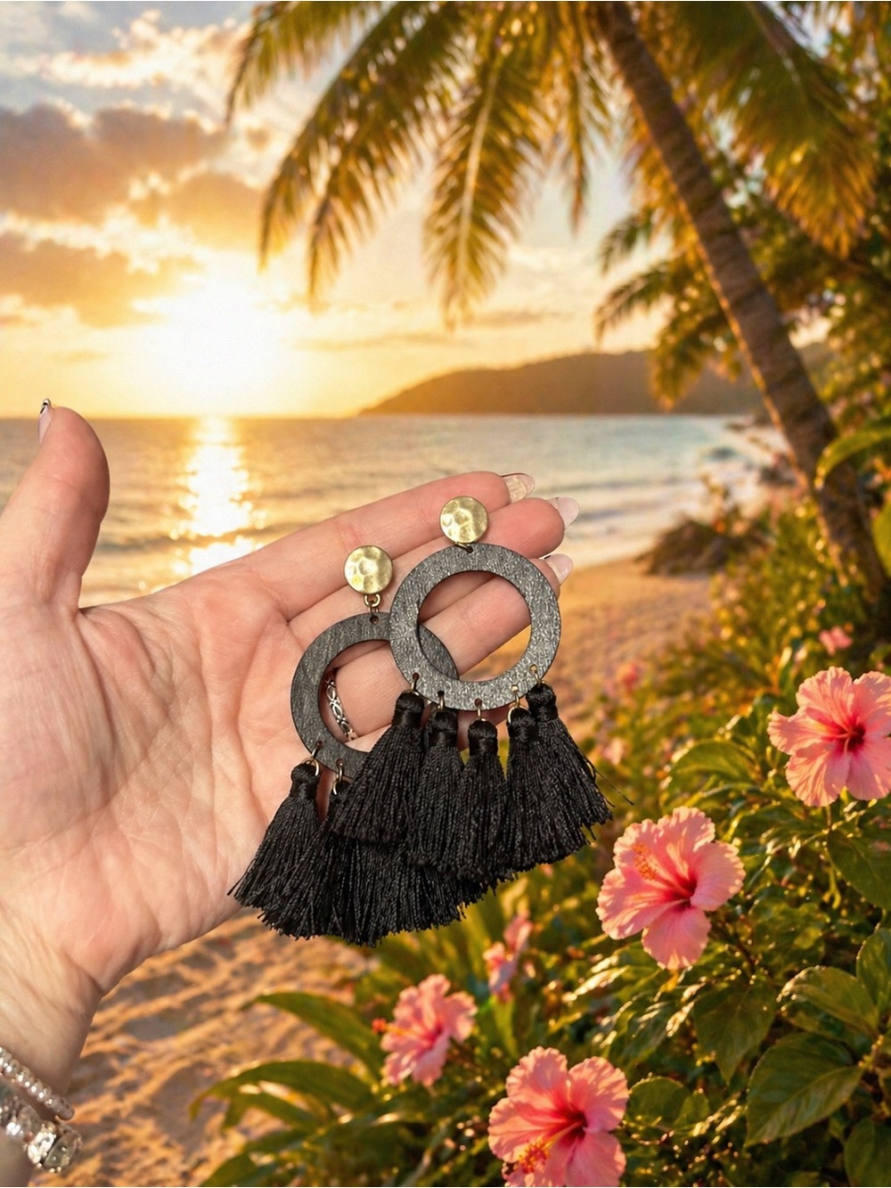 Elegant Black Tassel Earrings